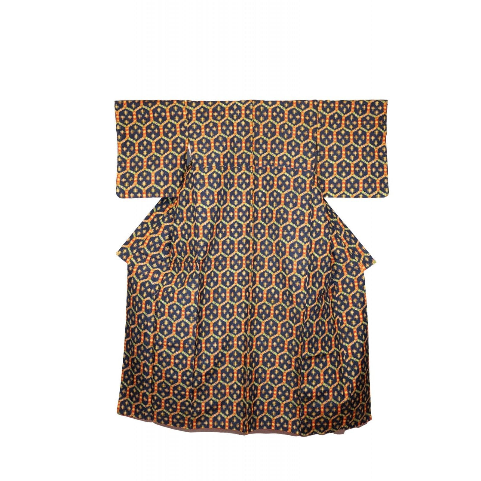 紬 身丈168cm 裄丈68cm 正絹 袷 バチ衿 KIA202502-0002 used