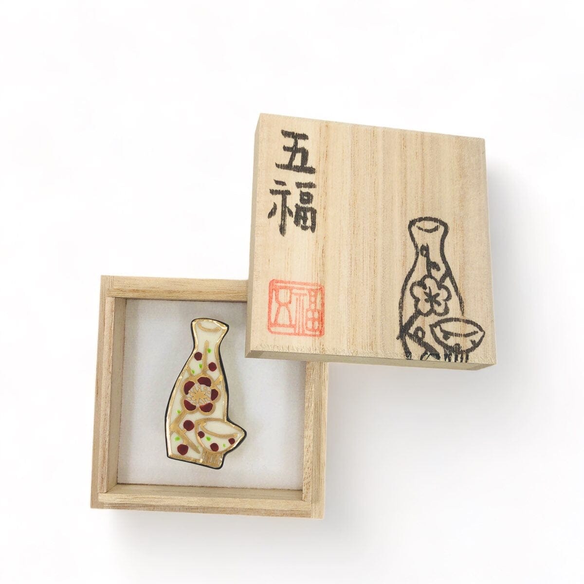 GO!FUKU 五福 帯留 徳利と盃 紅梅 – 一六八堂 irohado