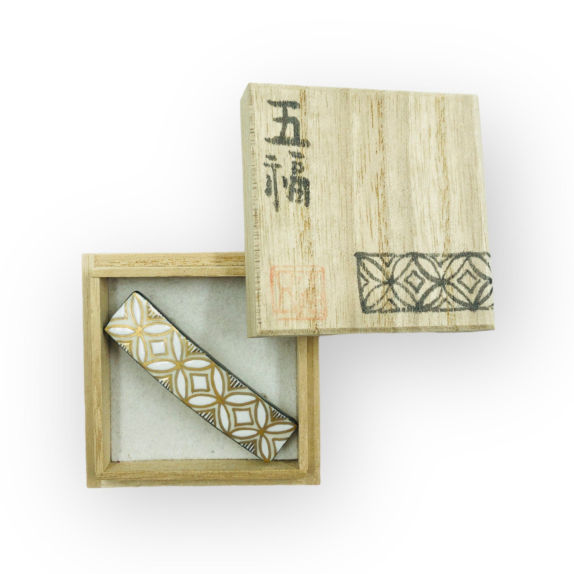 GO!FUKU 五福 帯留 細長七宝白 帯留 GO!FUKU 五福