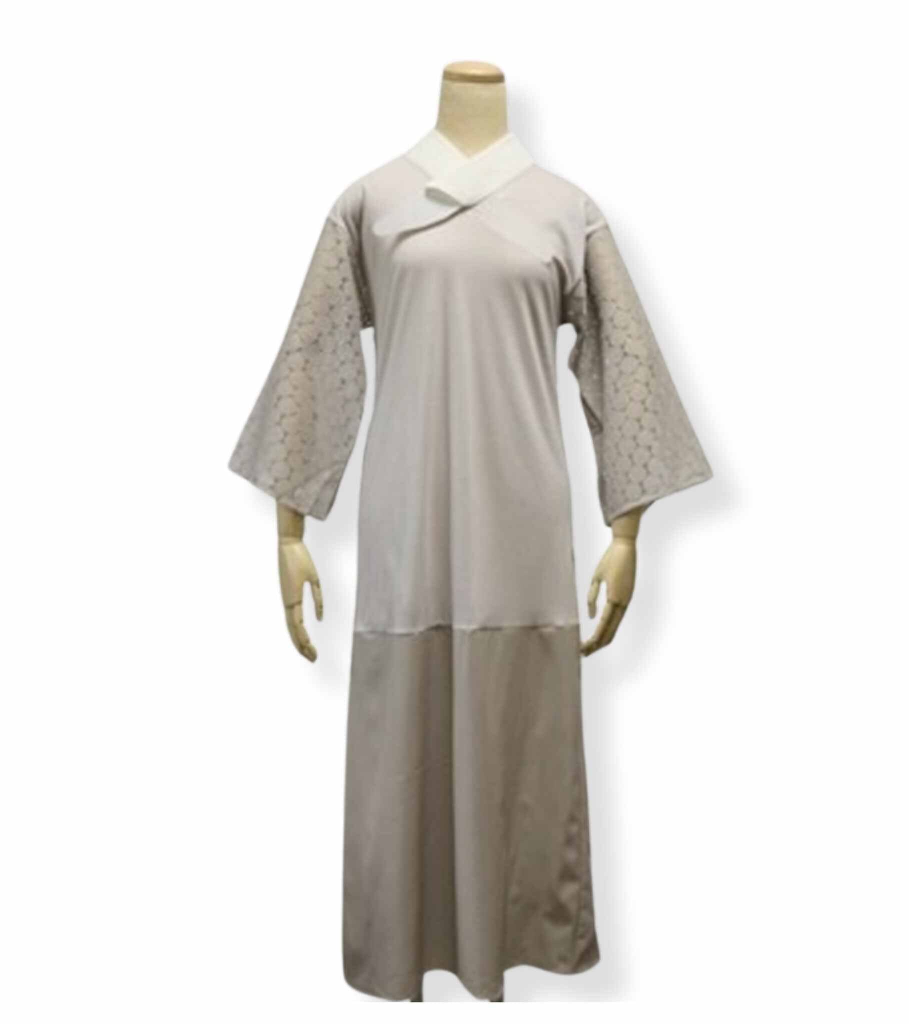 ふぁんじゅ ベルスリーブ襦袢 プレーン衿 グレージュ 【 スリップ型 襦袢 】 大原商店