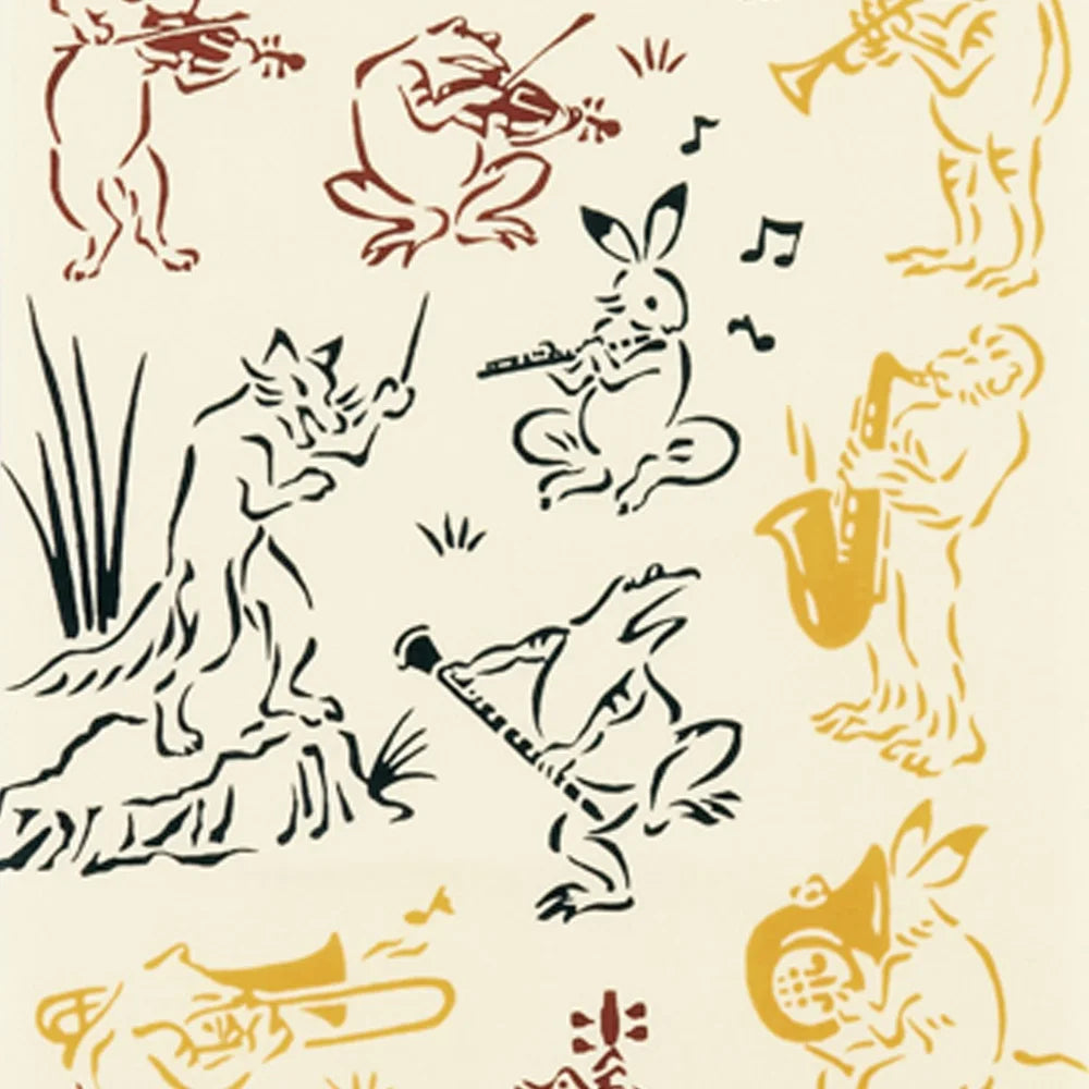 【JIKAN STYLE】注染手ぬぐい 鳥獣戯画 オーケストラ てぬぐい 宮本株式会社