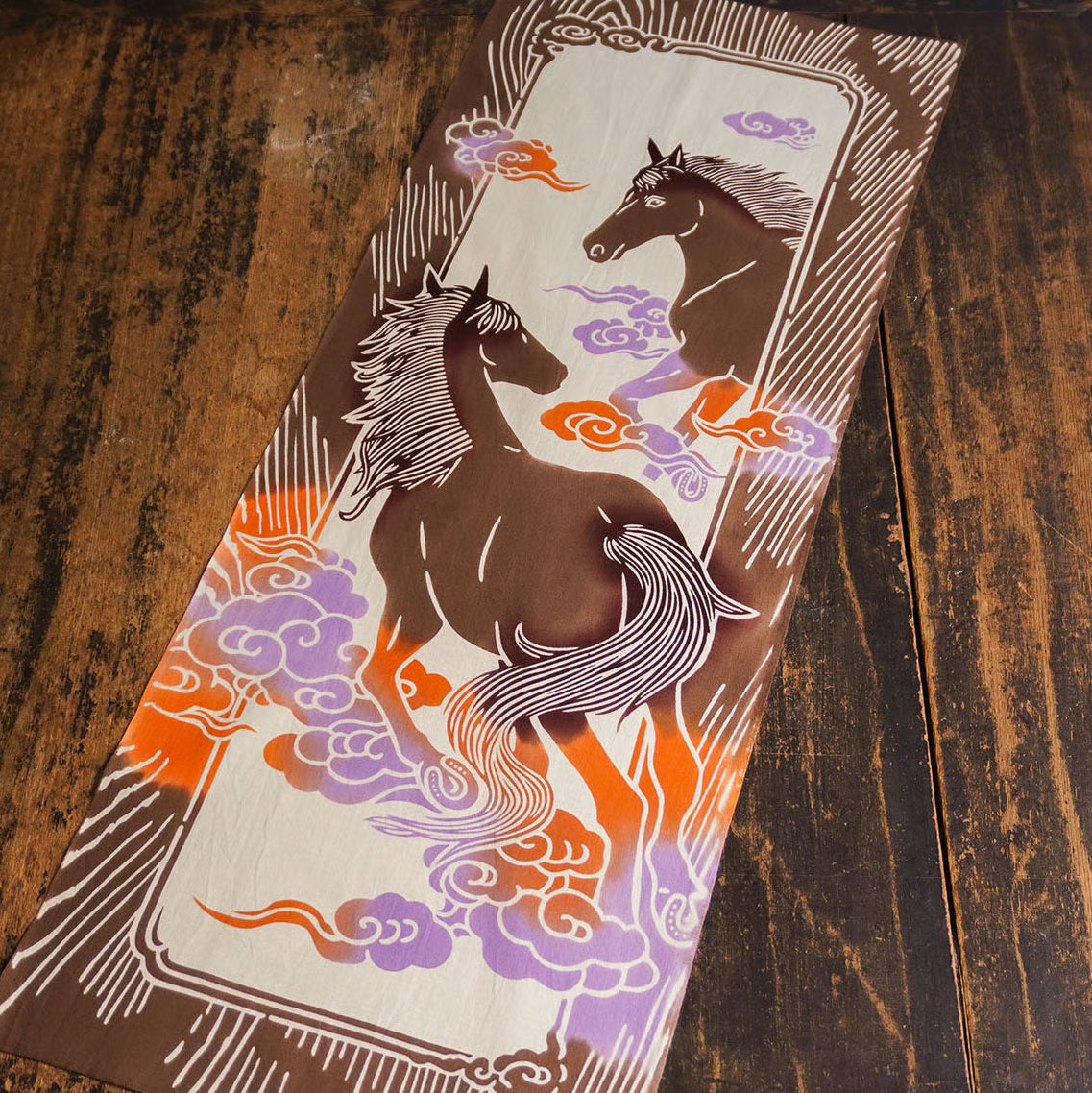 【再入荷】新江戸染謹製 干支てぬぐい<天駆ける馬>