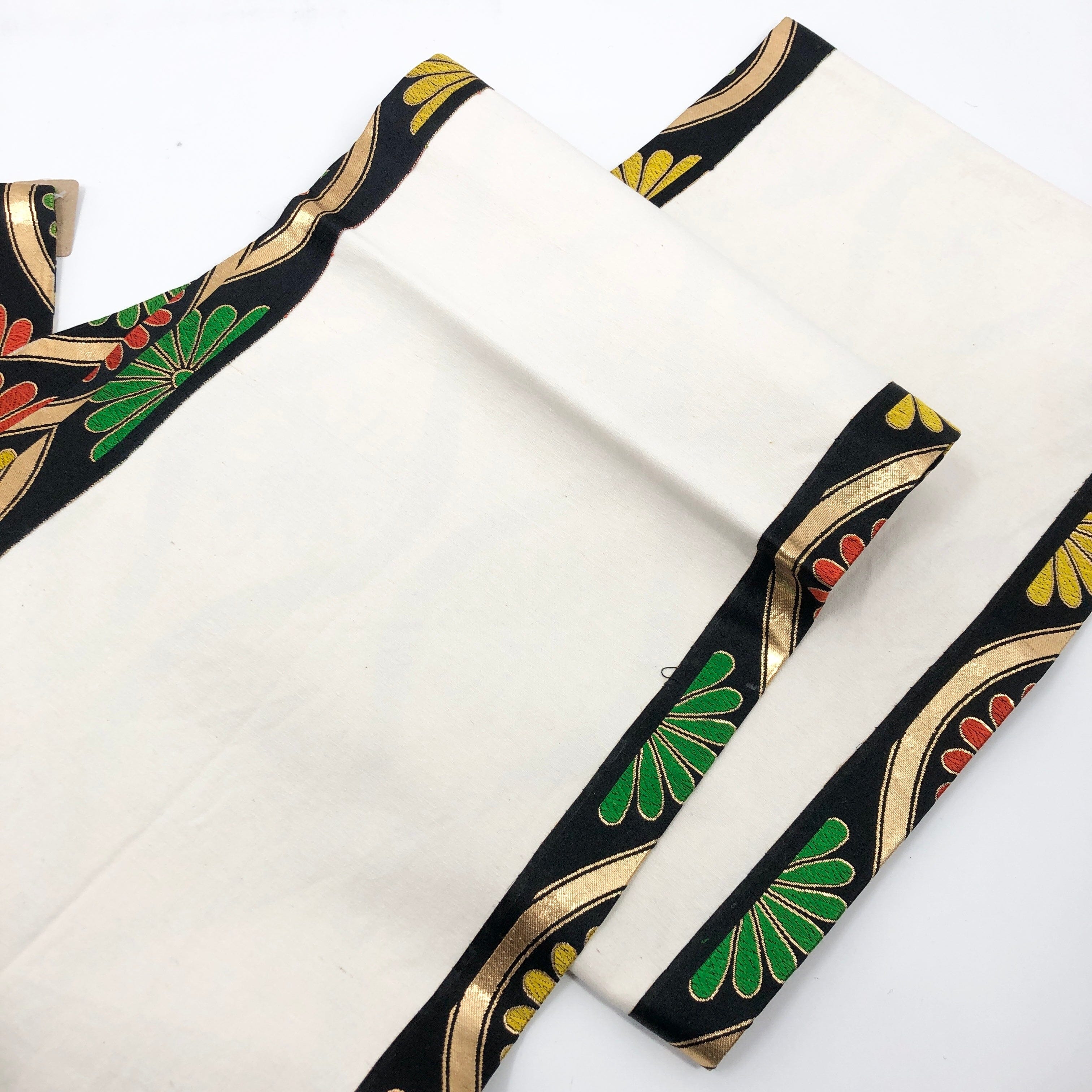 used 七歳祝着 正絹 袋帯 黒地 立涌に花 OB23000030 一六八堂 irohado