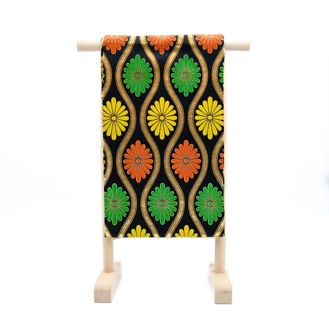 used 七歳祝着 正絹 袋帯 黒地 立涌に花 OB23000030 一六八堂 irohado