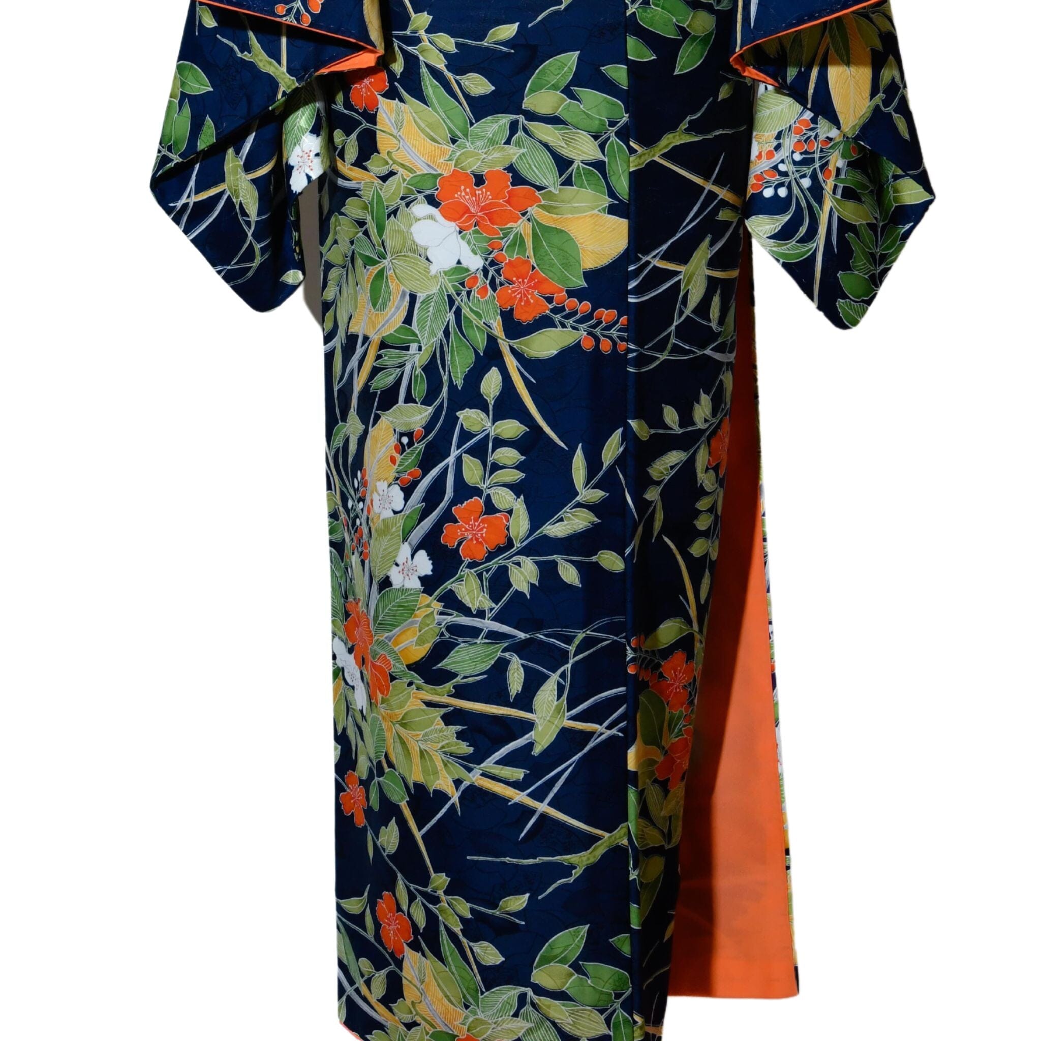 used 小紋 袷 紺地 花柄 KI23000001 着物 一六八堂 irohado