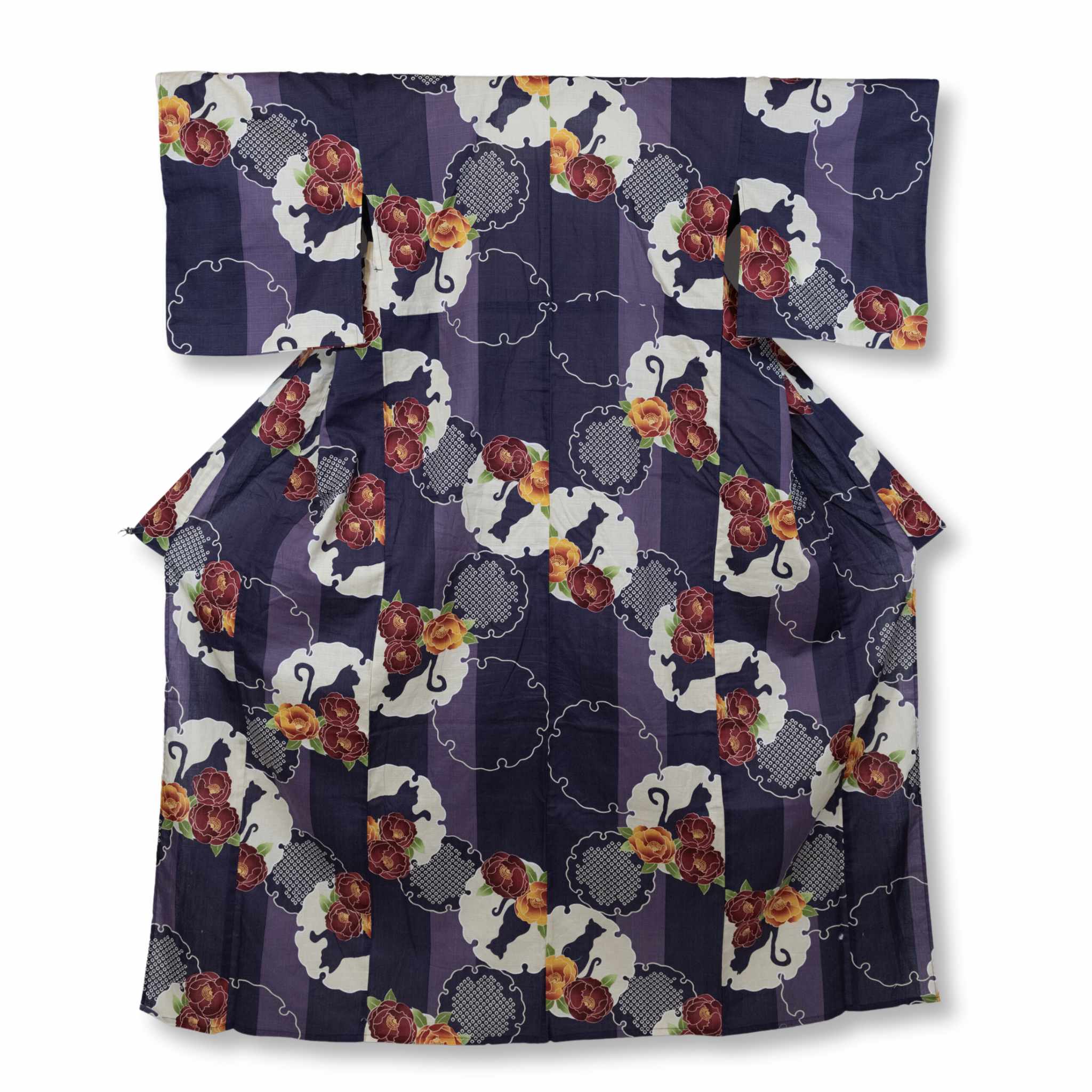 used 浴衣 雪輪に猫 YU24000008 浴衣 used