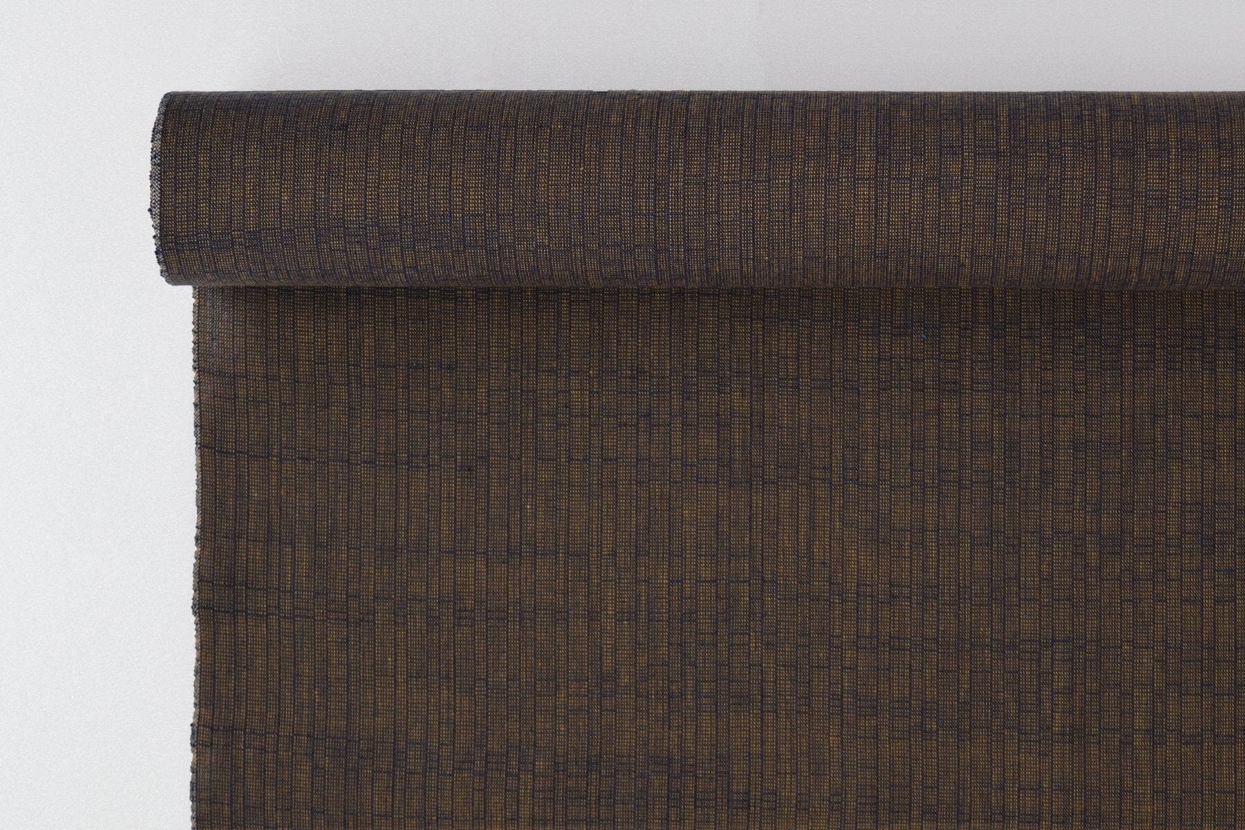 池沼織工房 遠州棉紬 あじろ カラシ×コン(巾36cm) ※メートル売り(1=1m) fabric 池沼織工房 千織
