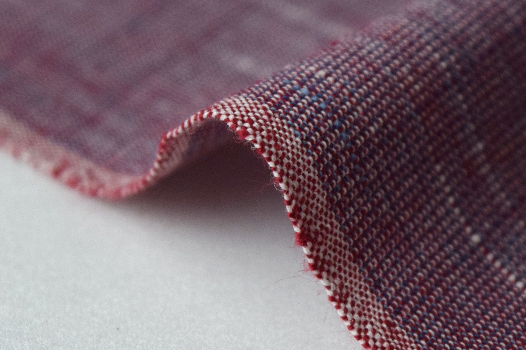 池沼織工房 遠州棉紬 みぞれ アオ×エンジ ※メートル売り(1=1m) fabric 池沼織工房 千織