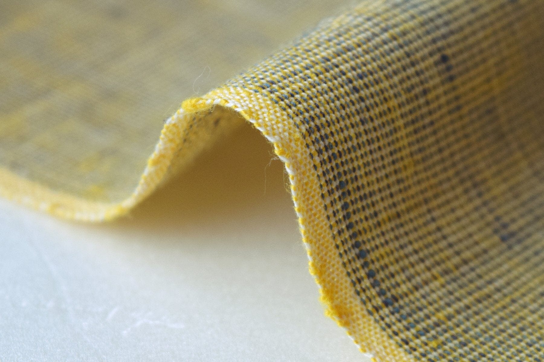 池沼織工房 遠州棉紬 みぞれ アオ×キイロ ※メートル売り(1=1m) fabric 池沼織工房 千織