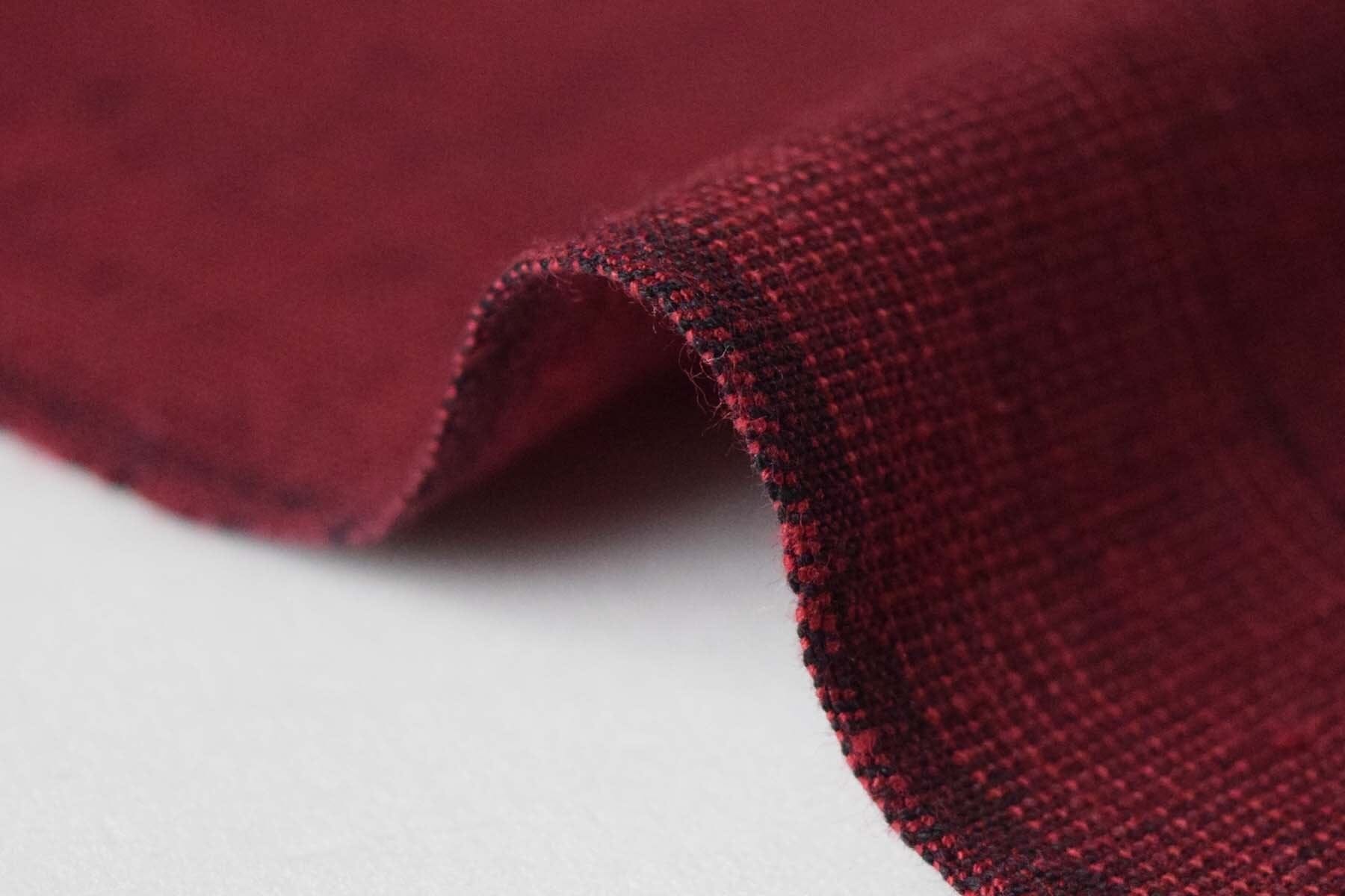 池沼織工房 遠州棉紬 みぞれ 黒×赤臙脂 ※メートル売り(1=1m) fabric 池沼織工房 千織