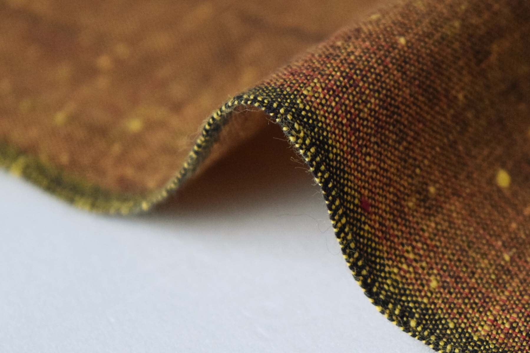 池沼織工房 遠州棉紬 みぞれ 黒×黄 ※メートル売り(1=1m) fabric 池沼織工房 千織