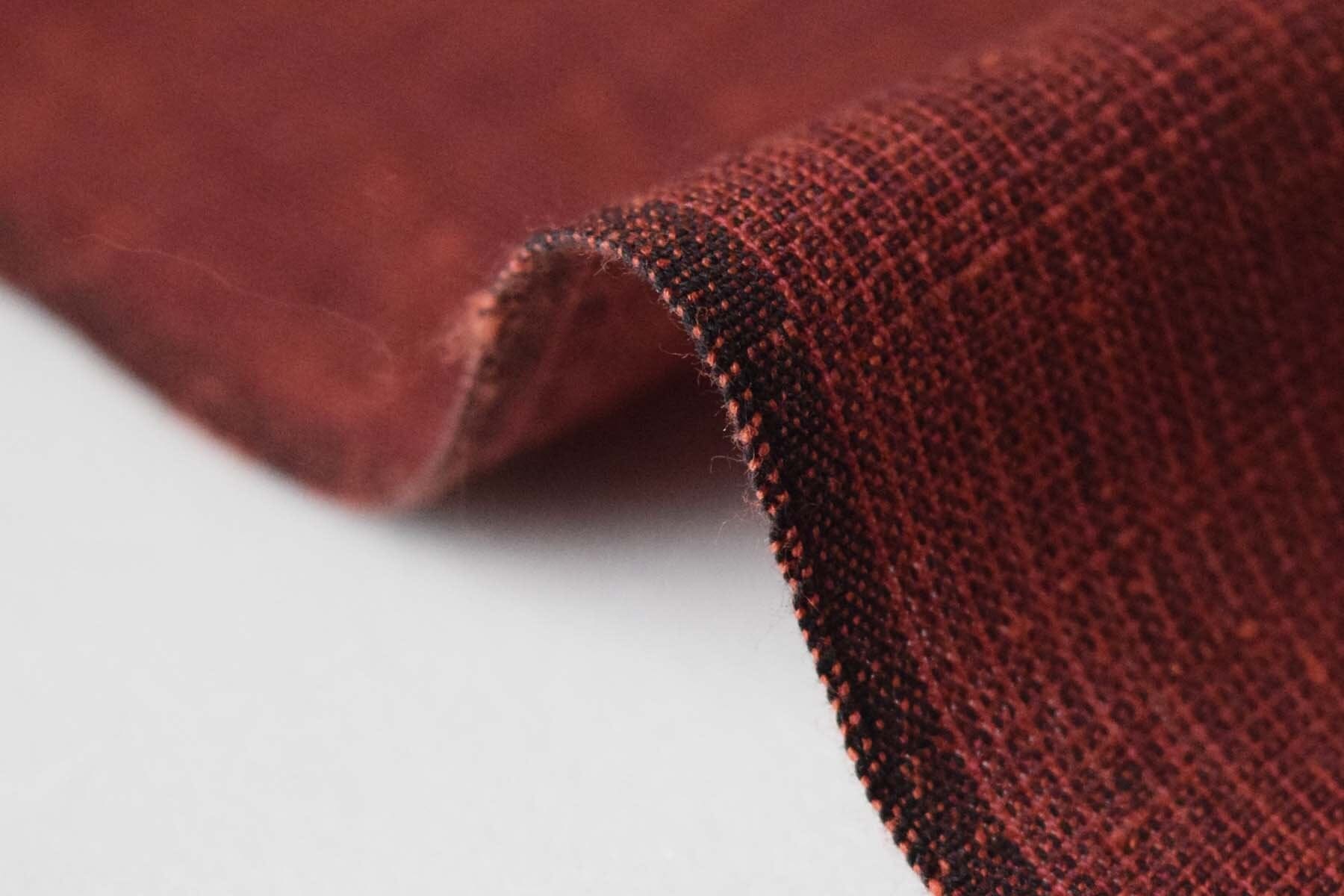 池沼織工房 遠州棉紬 みぞれ 黒×煉瓦 ※メートル売り(1=1m) fabric 池沼織工房 千織