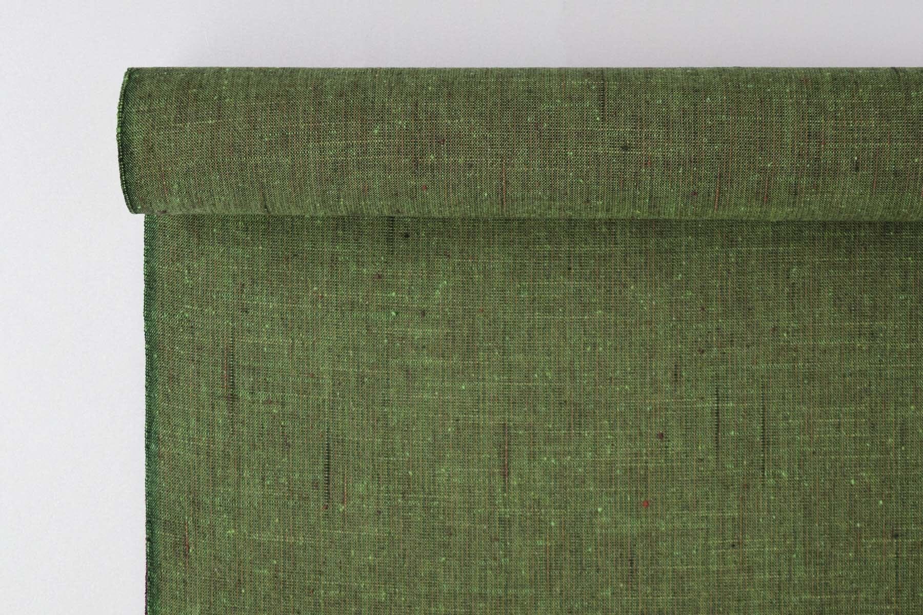 池沼織工房 遠州棉紬 みぞれ 黒×若草 ※メートル売り(1=1m) fabric 池沼織工房 千織