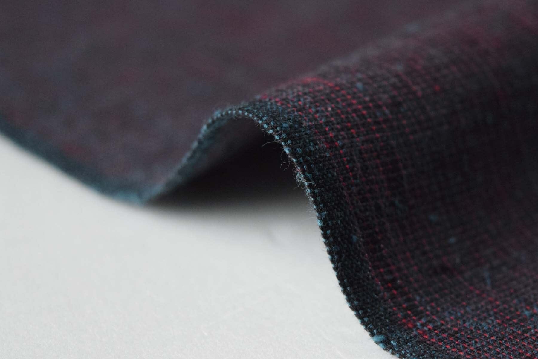 池沼織工房 遠州棉紬 みぞれ 黒×深碧 ※ メートル売り(1=1m) fabric 池沼織工房 千織