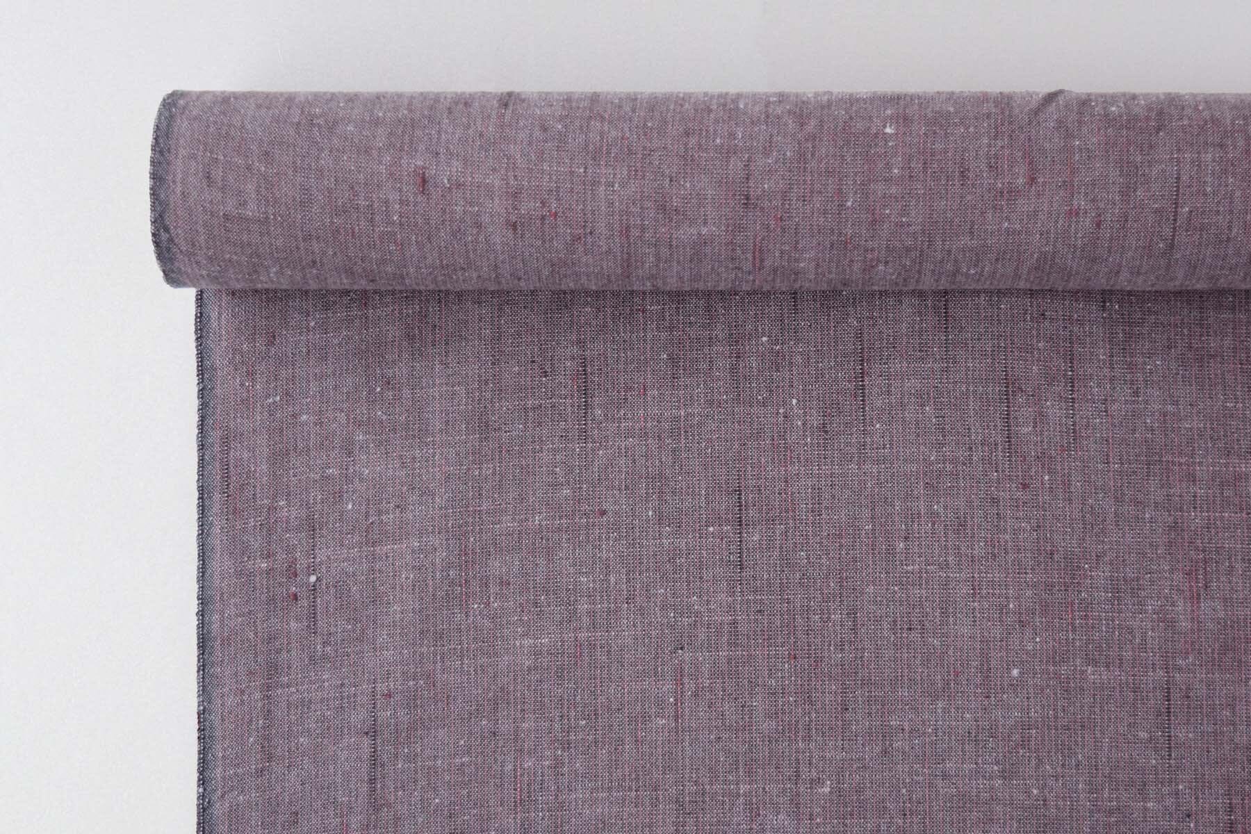 池沼織工房 遠州棉紬 みぞれ 黒×藤鼠 ※メートル売り(1=1m) fabric 池沼織工房 千織