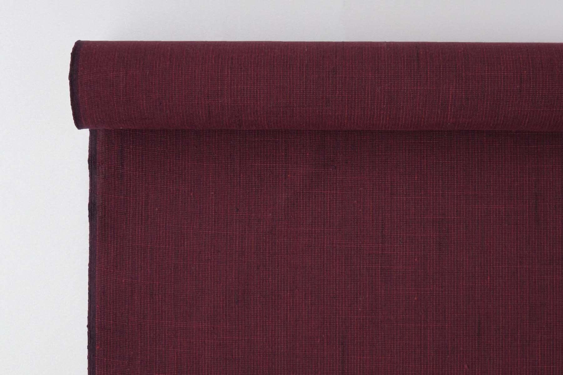 池沼織工房 遠州棉紬 みぞれ 黒×臙脂 ※メートル売り(1=1m) fabric 池沼織工房 千織