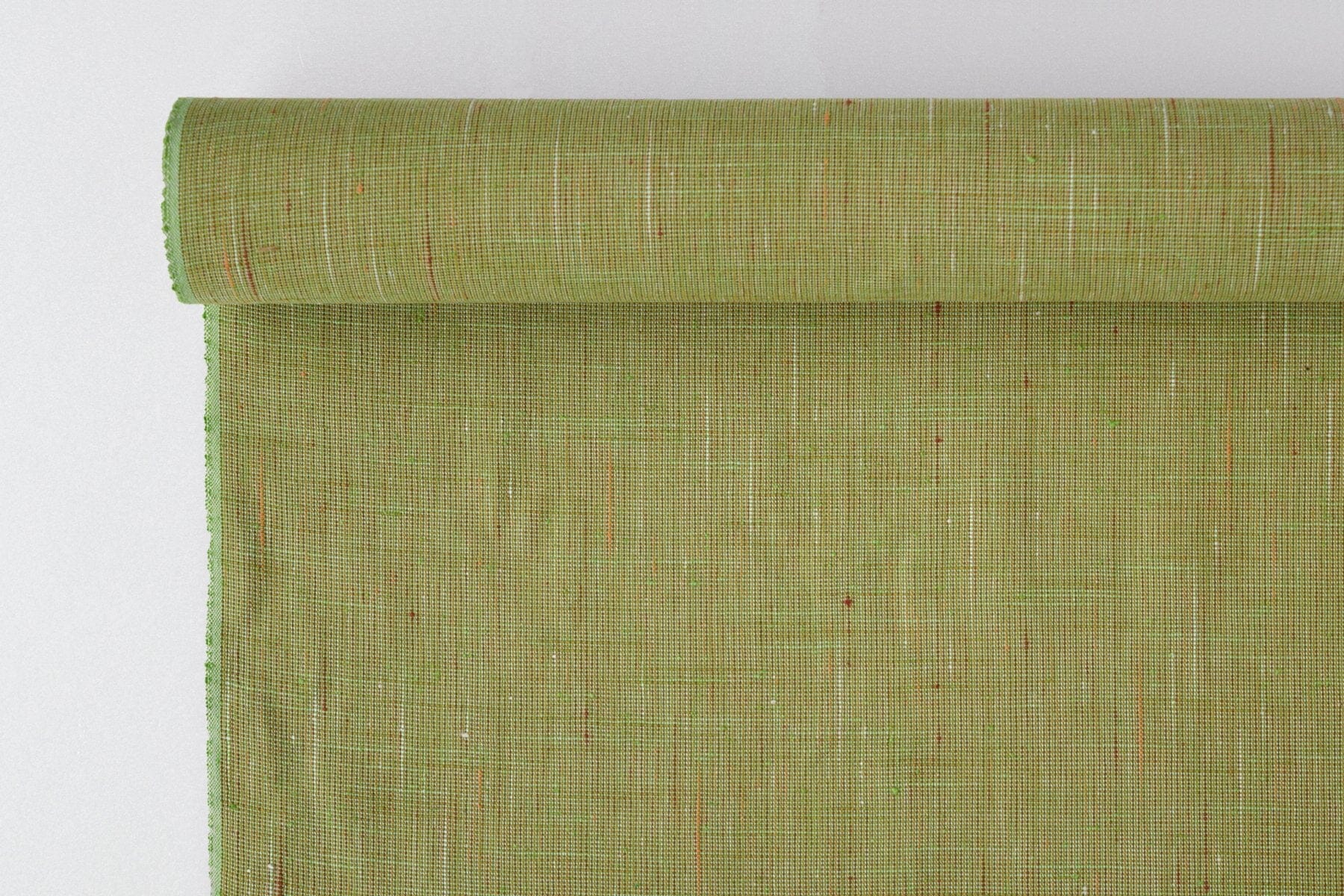 池沼織工房 遠州棉紬 みぞれ オレンジ×ミドリ ※メートル売り(1=1m) fabric 池沼織工房 千織