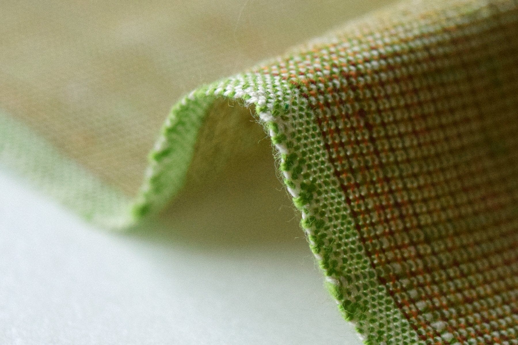 池沼織工房 遠州棉紬 みぞれ オレンジ×ミドリ ※メートル売り(1=1m) fabric 池沼織工房 千織