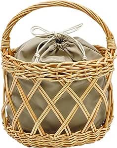 カゴバッグ 柳 ダイヤ透かし編 ベージュ 一六八堂 irohado online shop