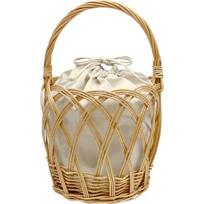 カゴバッグ 柳 ラウンド透かし編 バッグ 一六八堂 irohado アイボリー