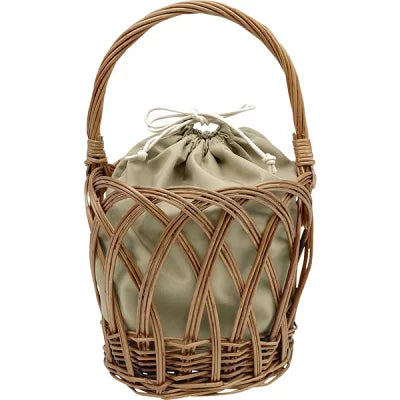 カゴバッグ 柳 ラウンド透かし編 バッグ 一六八堂 irohado グレージュ