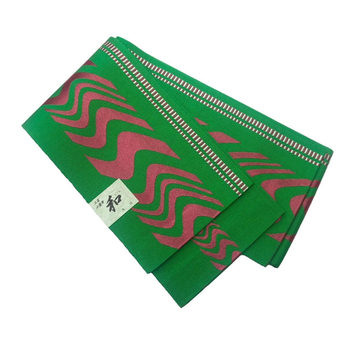 米沢織 半巾帯 緑 一六八堂 irohado