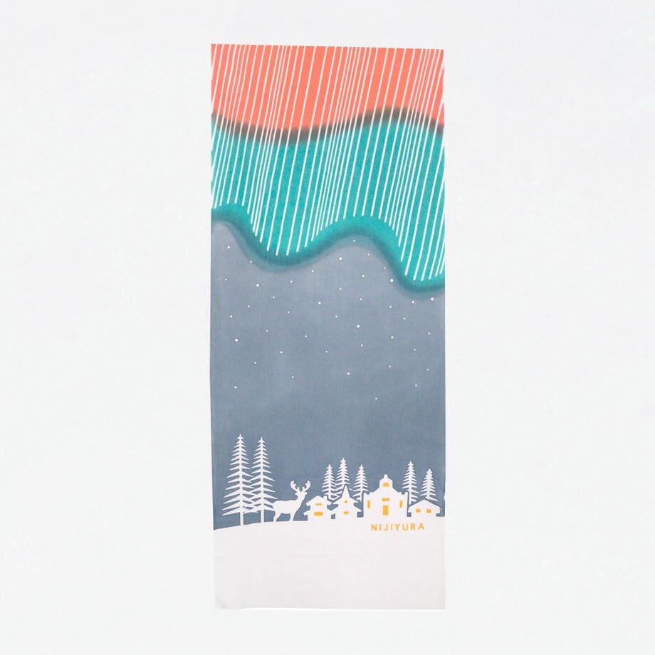 にじゆら 手ぬぐい |オーロラが美しい夜-Finland- てぬぐい にじゆら ピンク