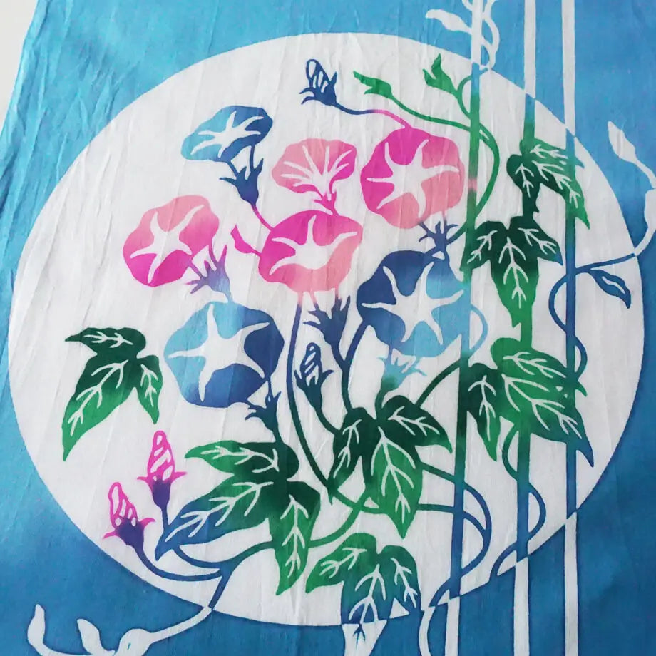 にじゆら 手ぬぐい |丸窓の風景 夏あさがお〔everyday60tenugui〕 てぬぐい にじゆら