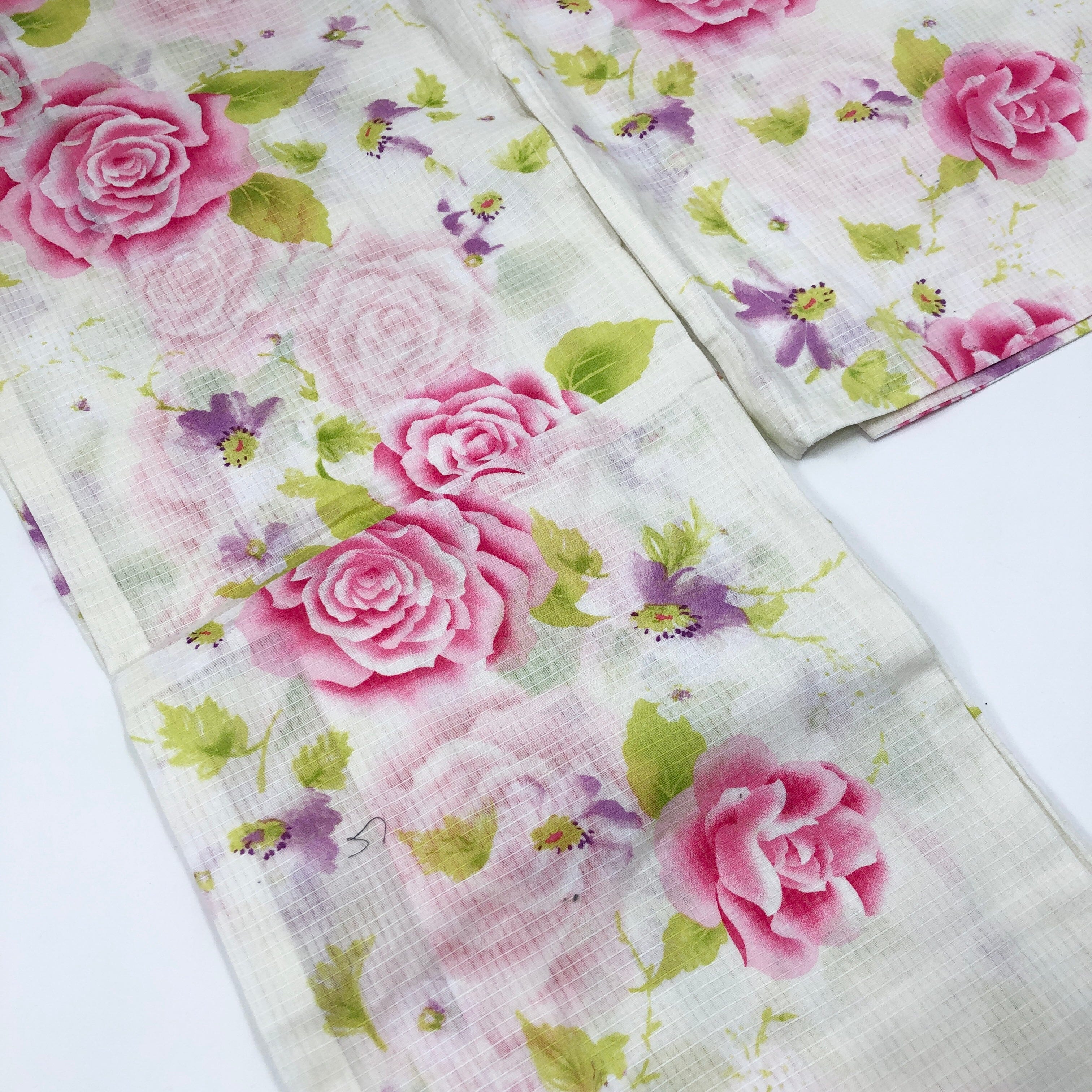 プレタ浴衣 変わり織 白地に薔薇 浴衣 一六八堂 irohado