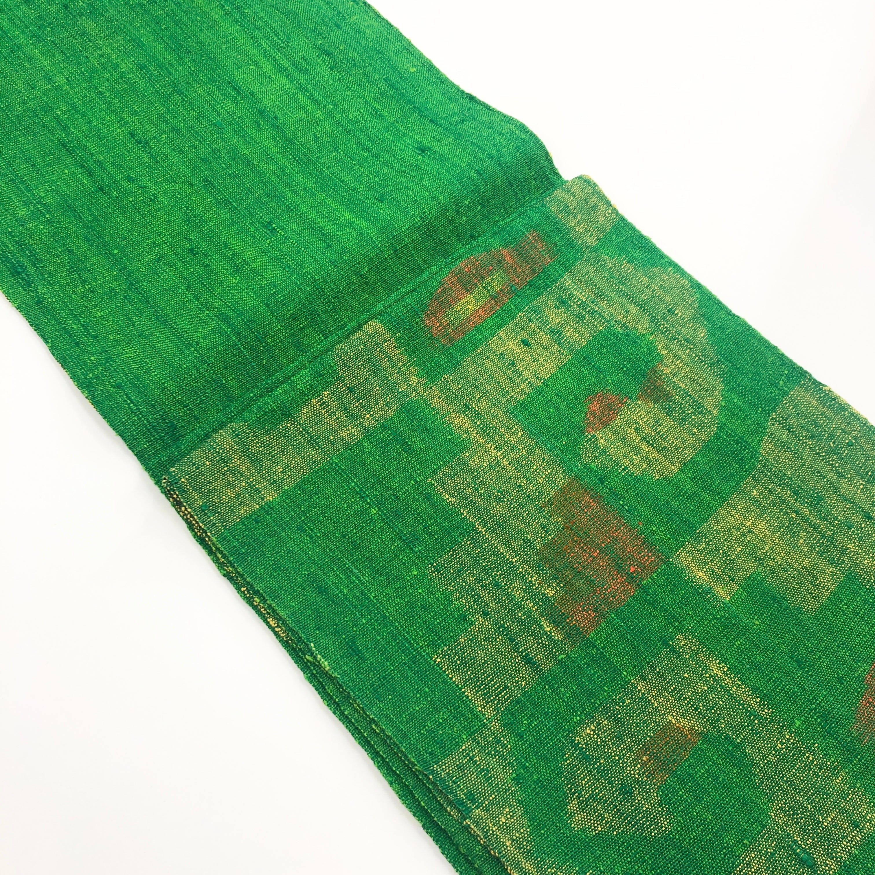 used 八寸名古屋 幾何学 緑 OBI230002 帯 used