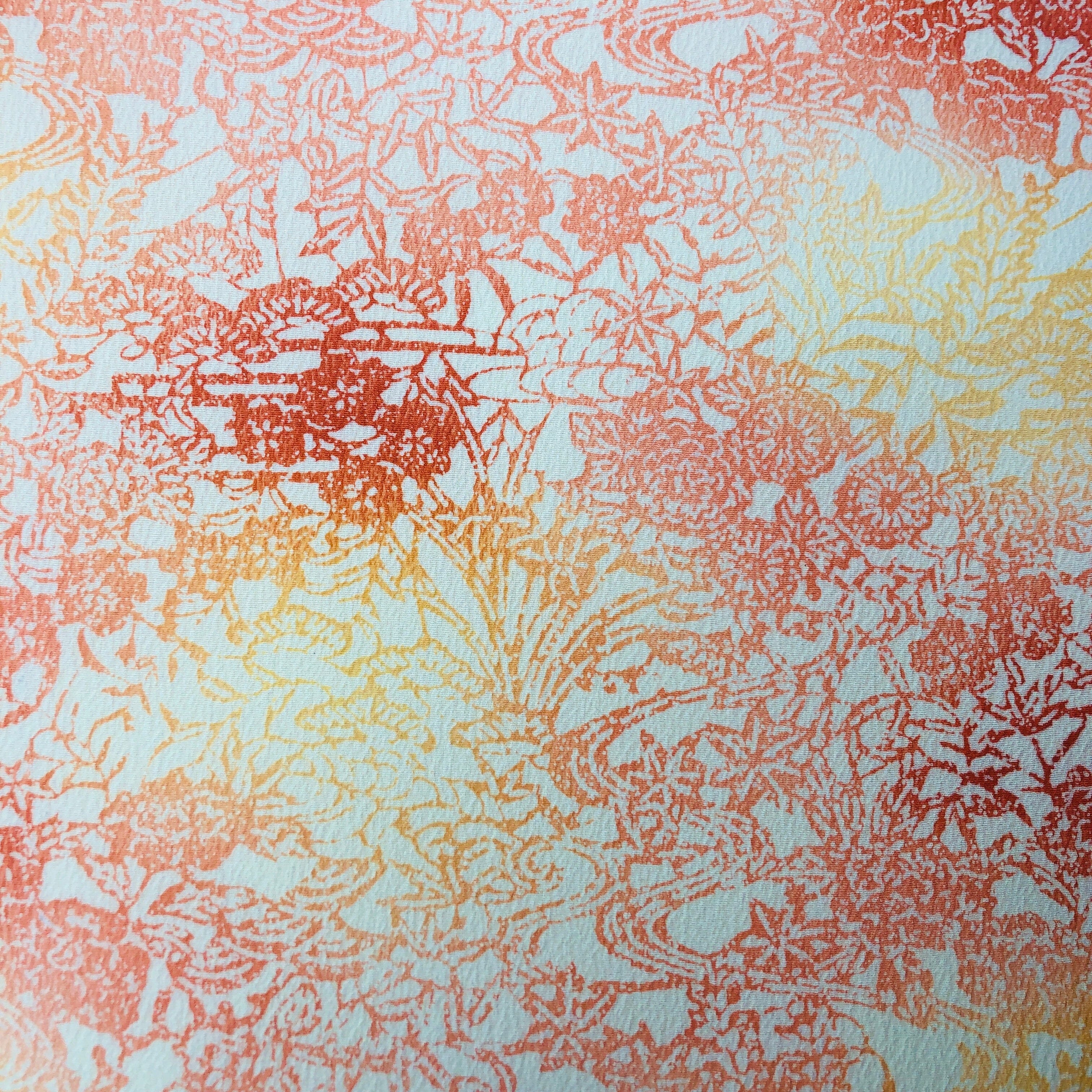 used 白地の縮緬に型染め九寸名古屋帯 帯 used