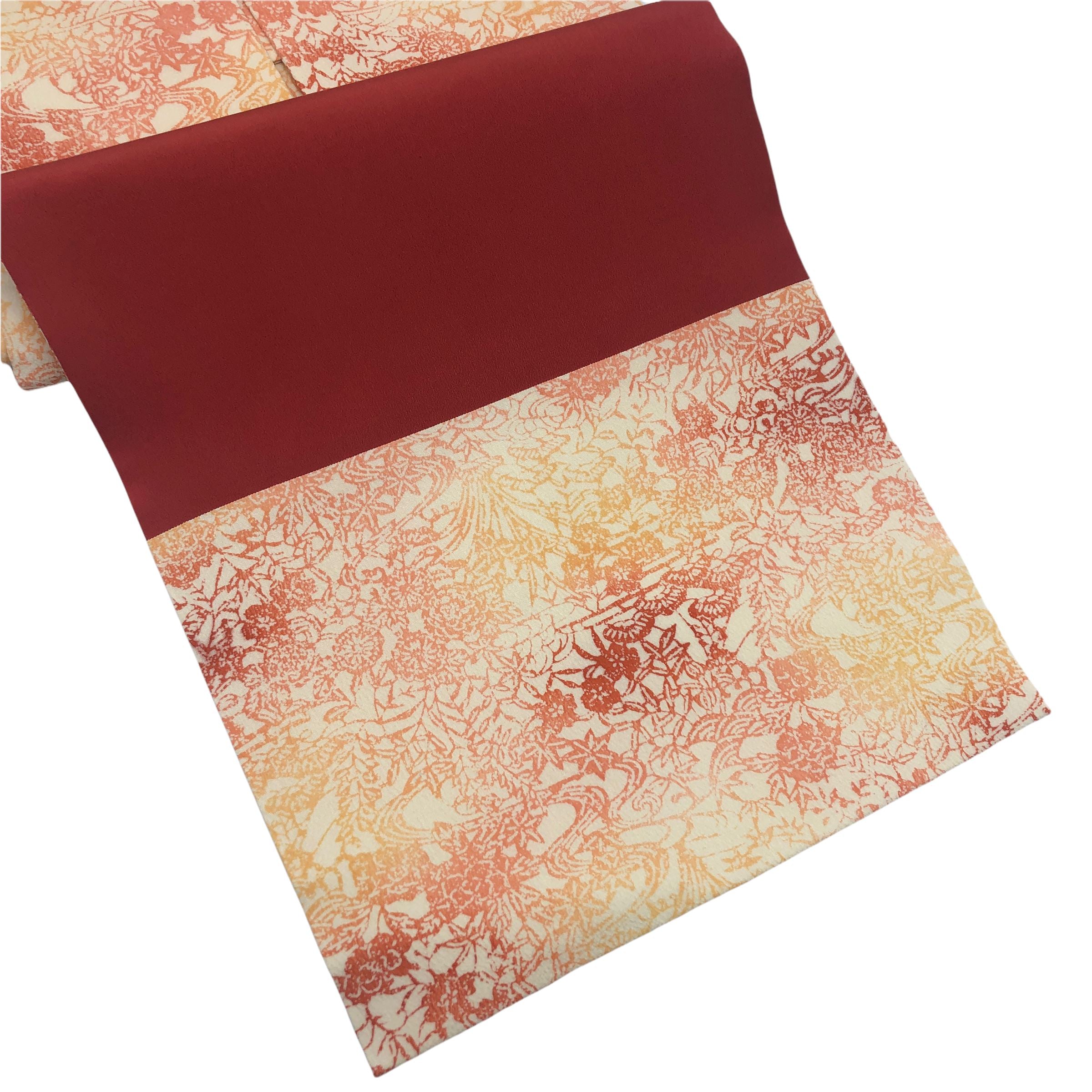 used 白地の縮緬に型染め九寸名古屋帯 帯 used