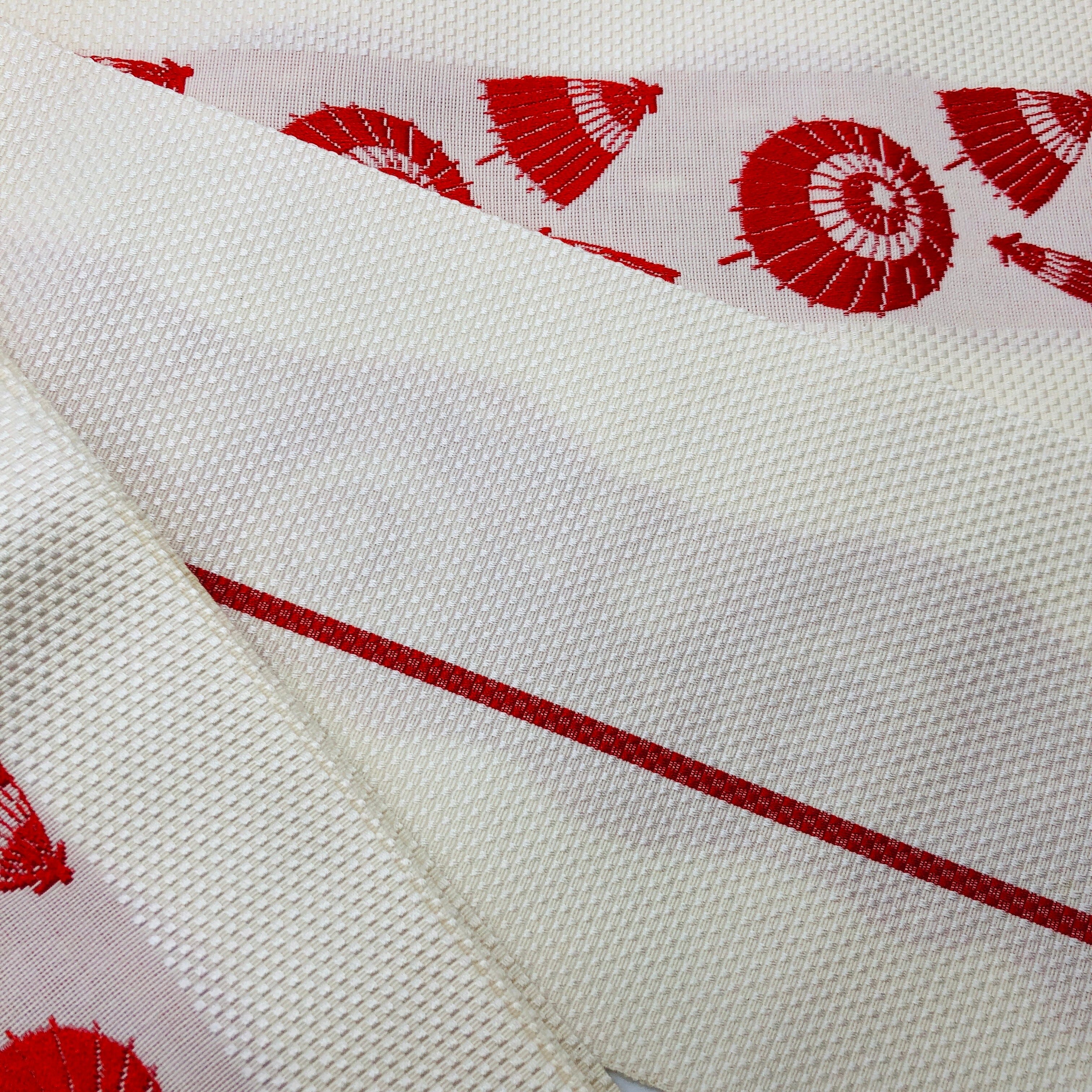 used 半巾帯 白地 番傘 帯 一六八堂