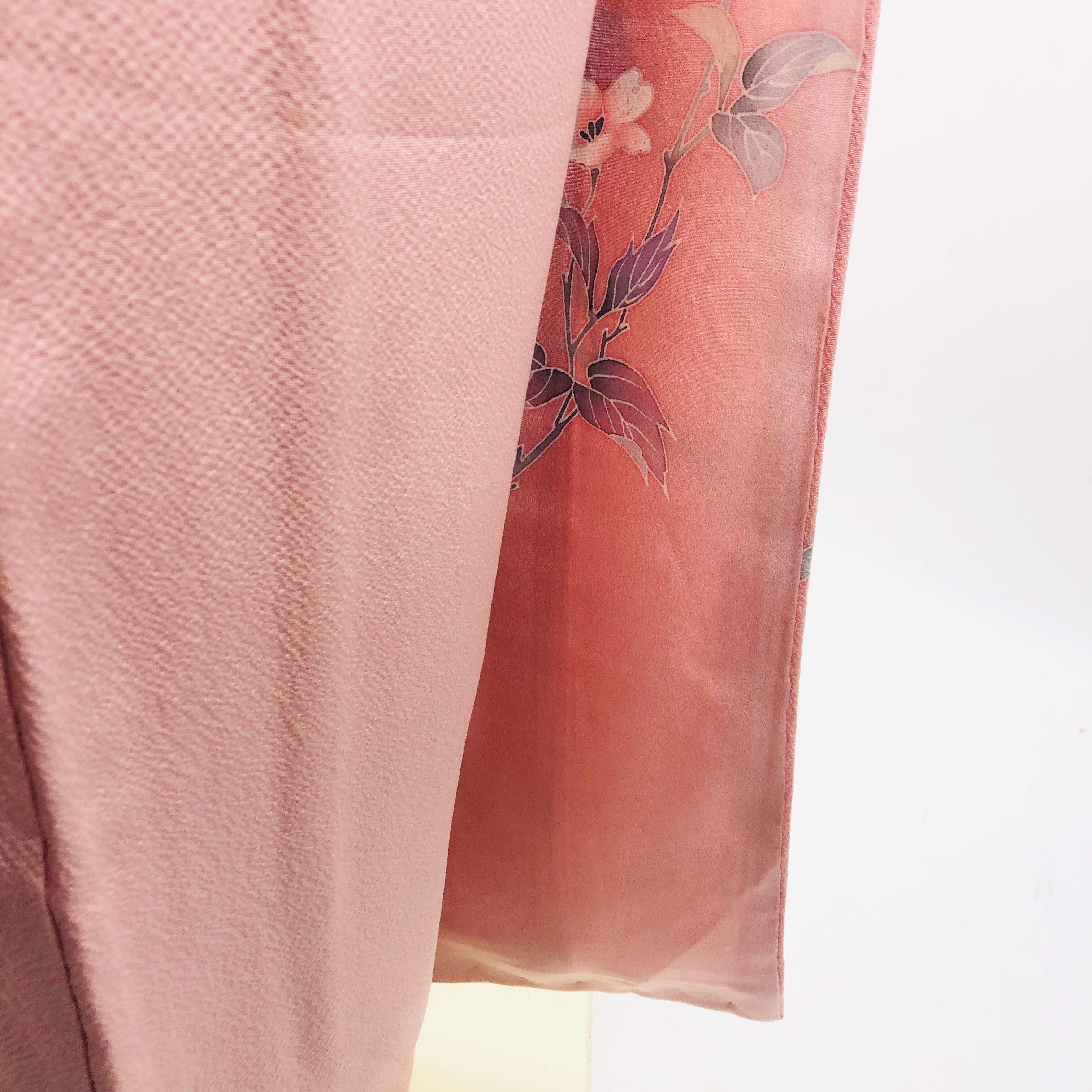 used 訪問着 縮緬 花柄 落款あり 紬 used