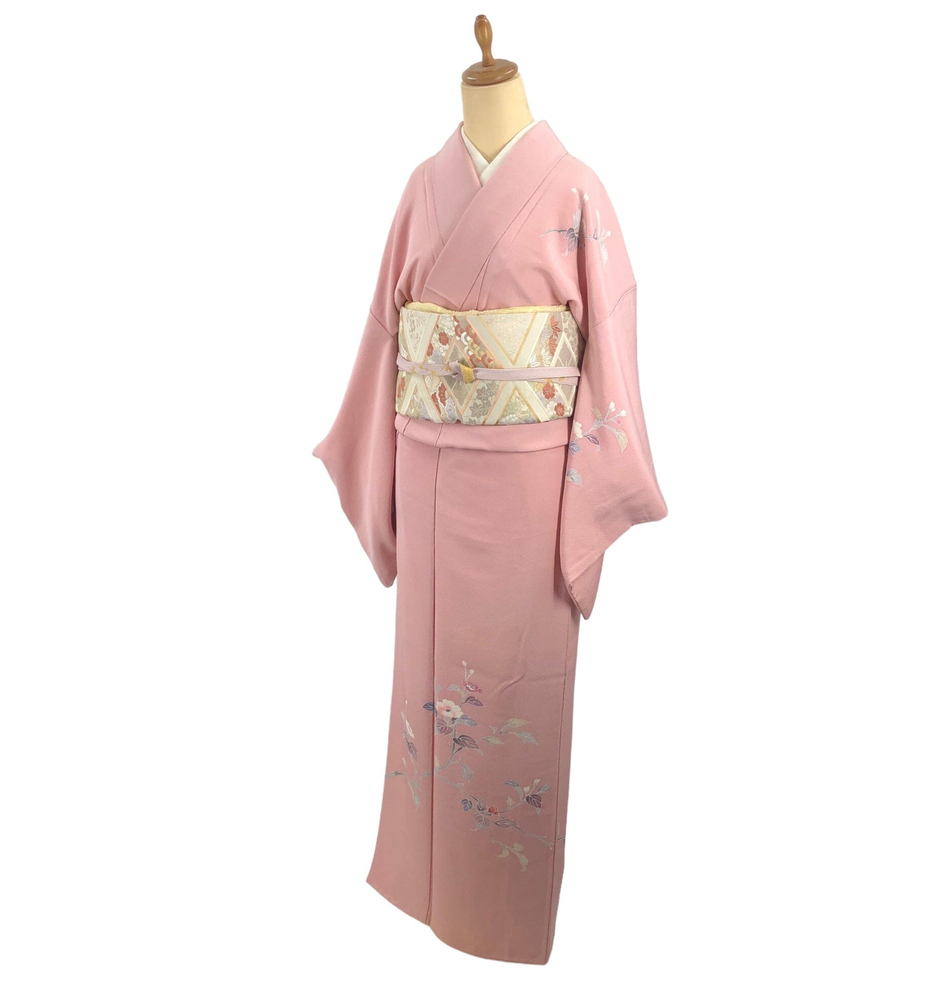 used 訪問着 縮緬 花柄 落款あり 紬 used