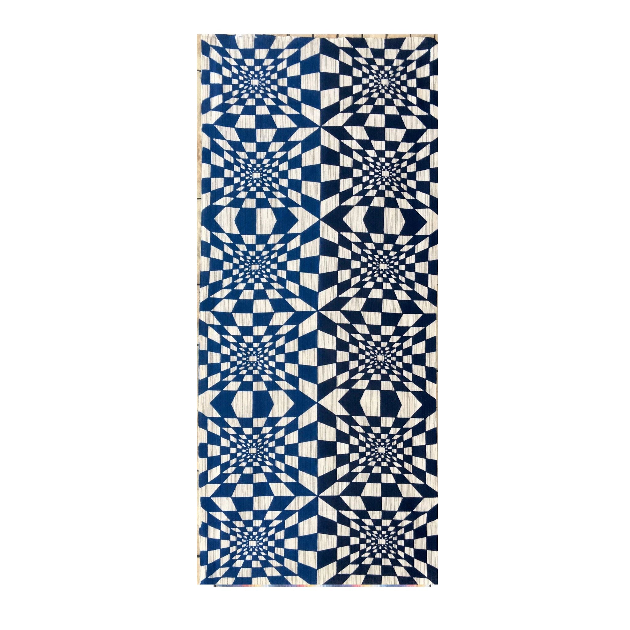 喜多屋商店 浜松注染 綿麻しじら 遠近市松 てぬぐい 喜多屋商店