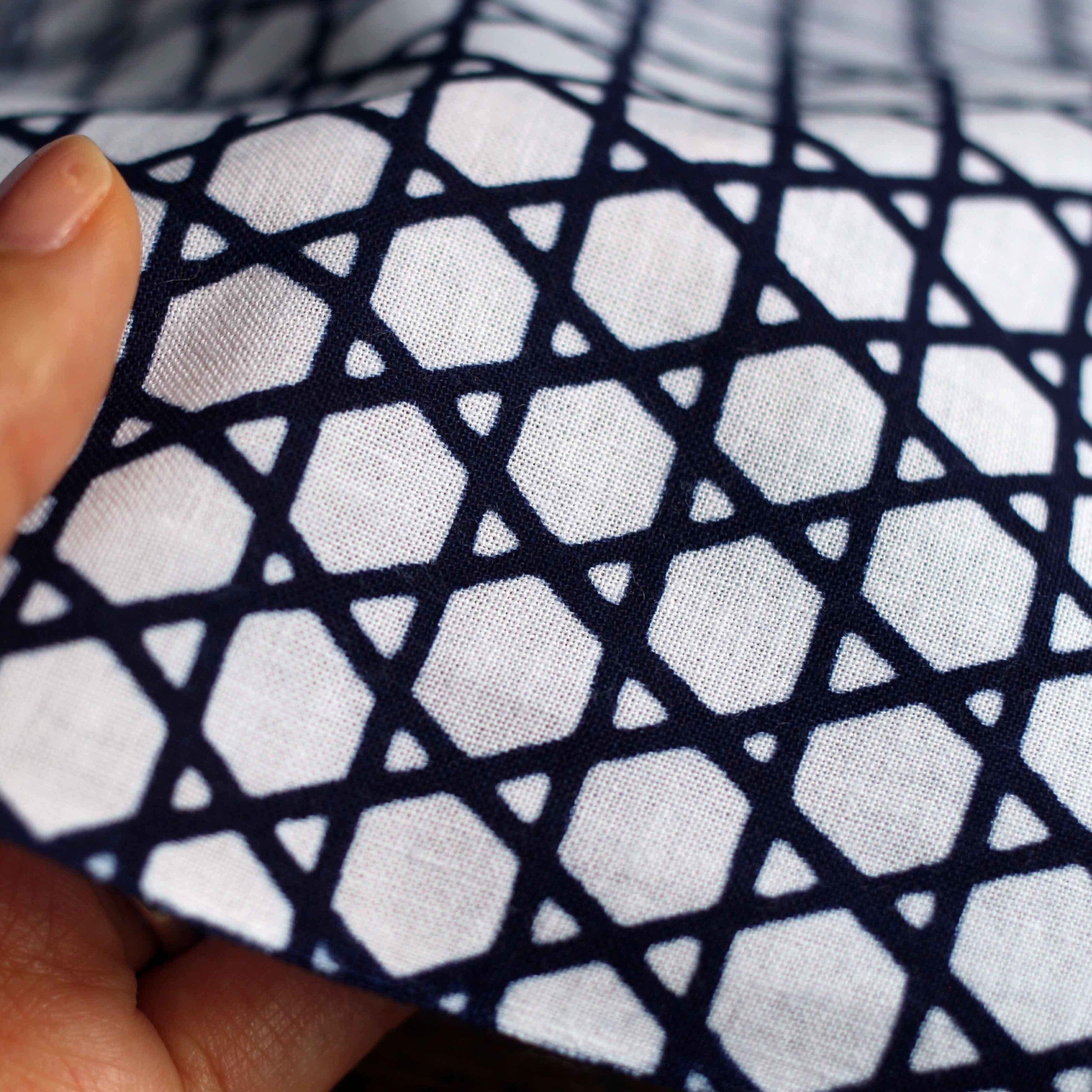 新江戸染 丸久商店 長尺てぬぐい 〈籠目〉 てぬぐい 新江戸染 丸久商店 紺