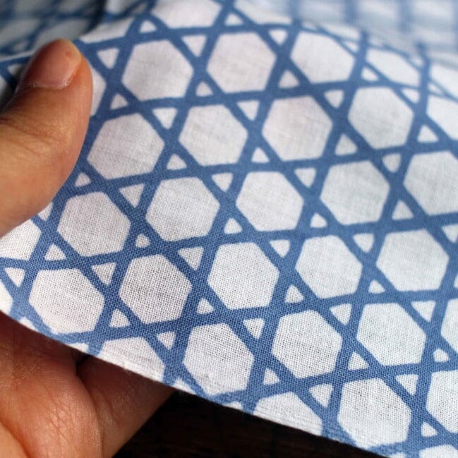 新江戸染 丸久商店 長尺てぬぐい 〈籠目〉 てぬぐい 新江戸染 丸久商店 青