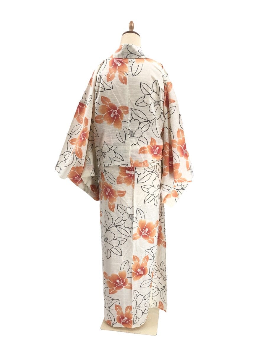 新江戸染 丸久商店 仕立て上がり浴衣 椿 綿絽 M【身丈163】 浴衣 新江戸染 丸久商店