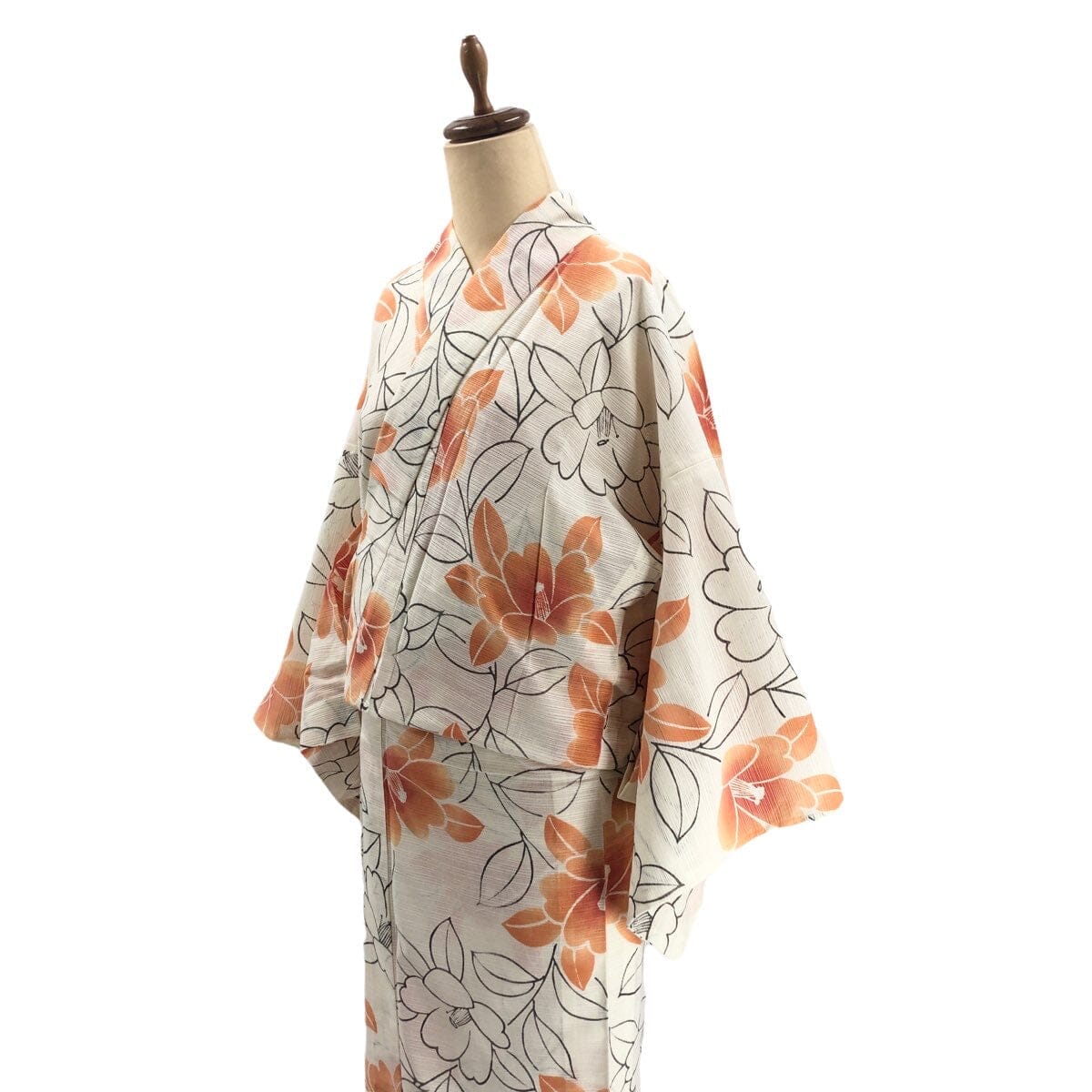 新江戸染 丸久商店 仕立て上がり注染浴衣 綿絽 椿 L【身丈170】 浴衣 新江戸染 丸久商店