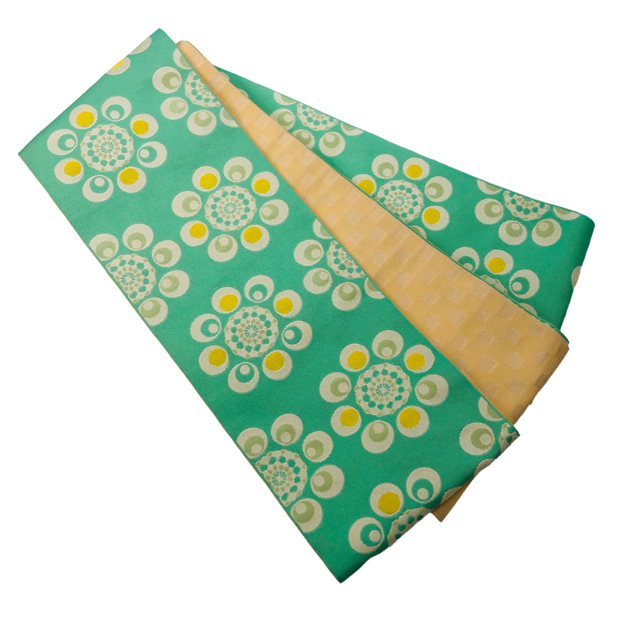 展示品 半巾帯 花柄A 帯 used パステルグリーン