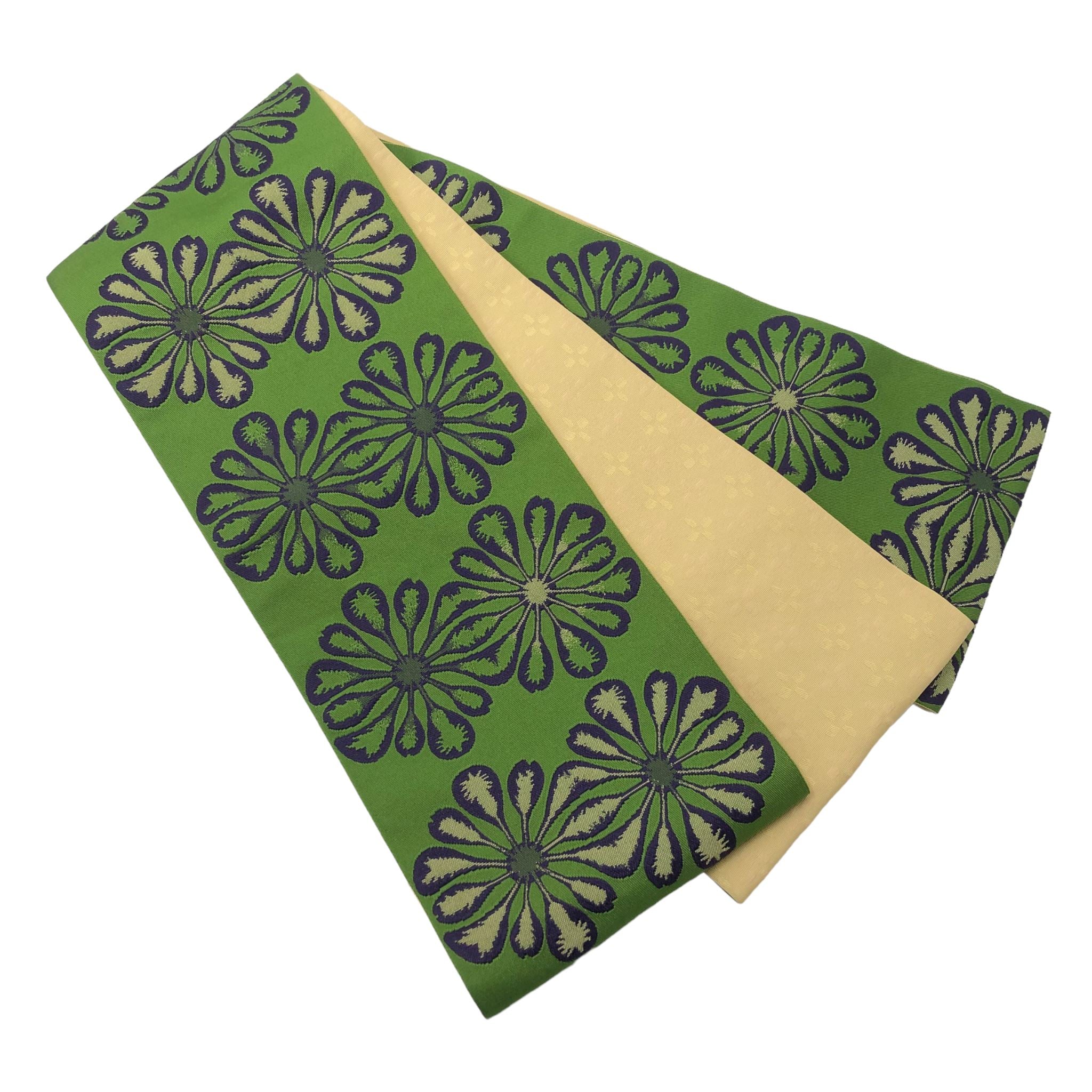 展示品 半巾帯 花柄B 帯 used 緑