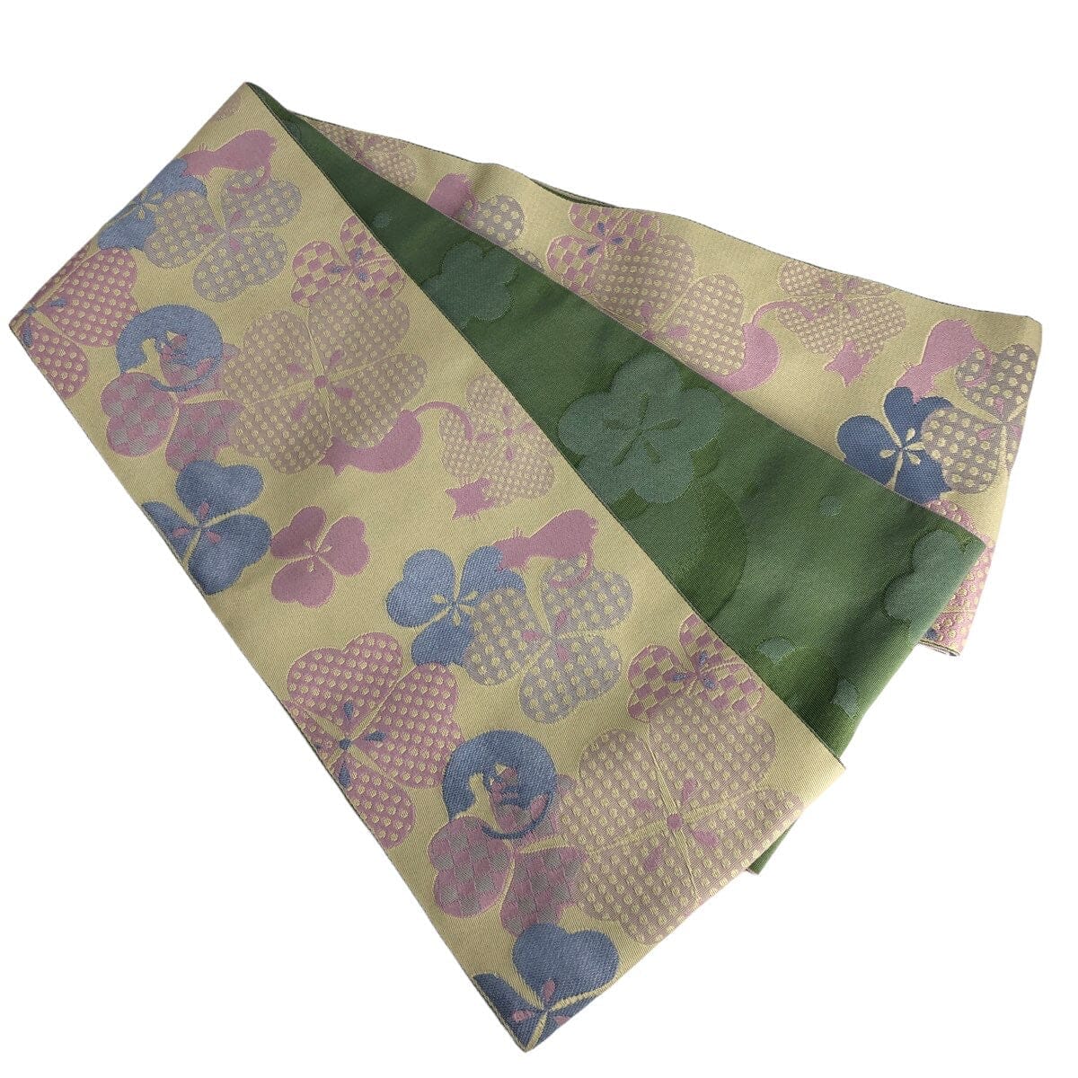 展示品 半巾帯 猫とクローバー 帯 used