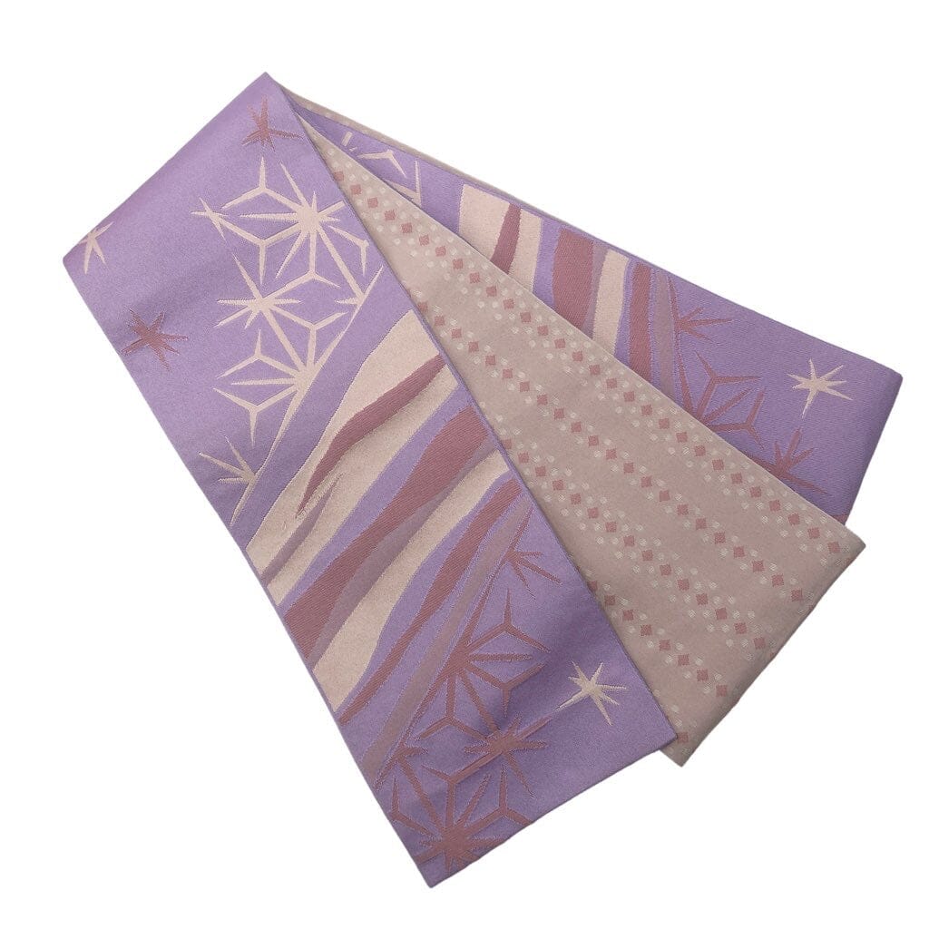 展示品 半巾帯 破れ麻の葉 帯 used 薄紫