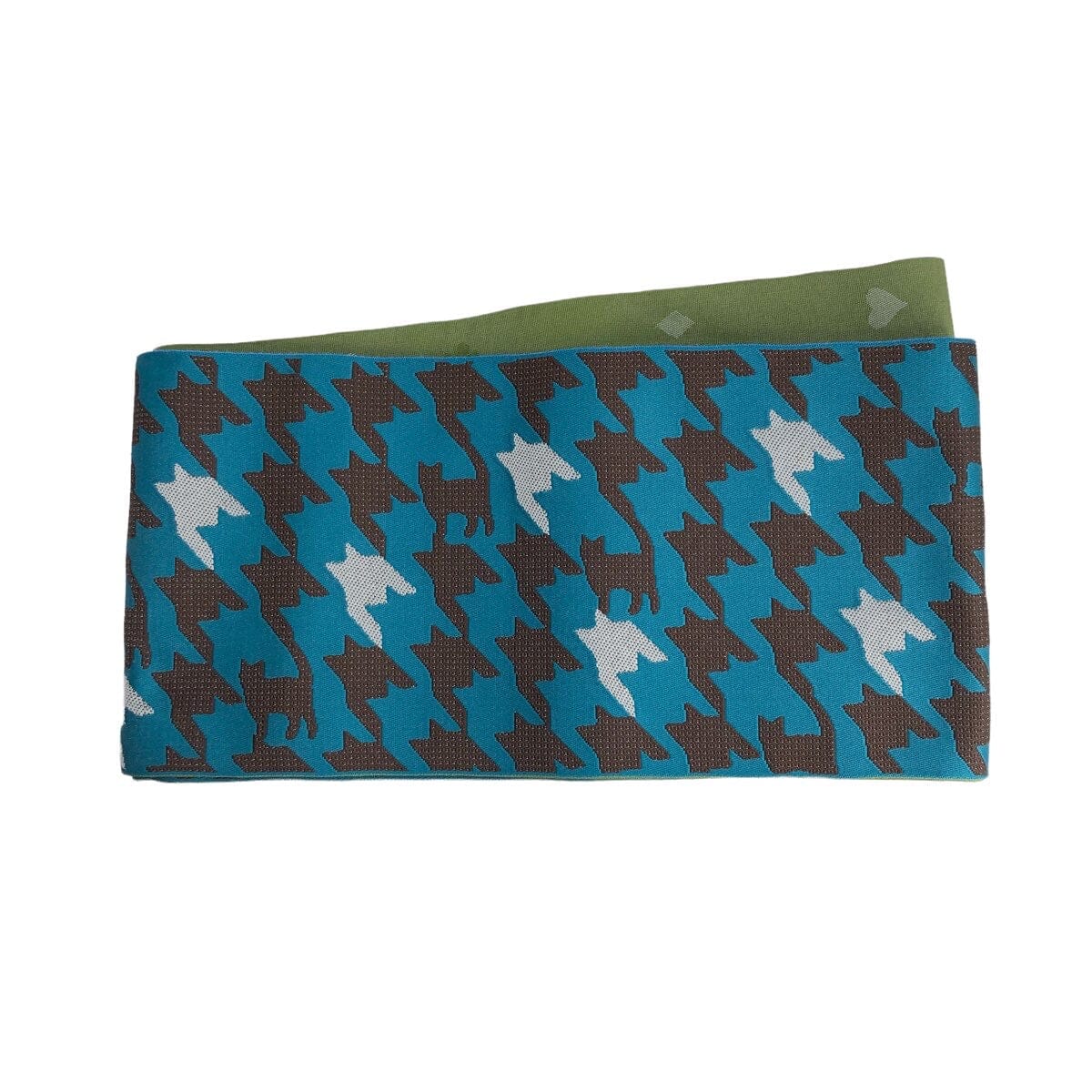 展示品 半巾帯 千鳥格子にときどき猫 帯 used