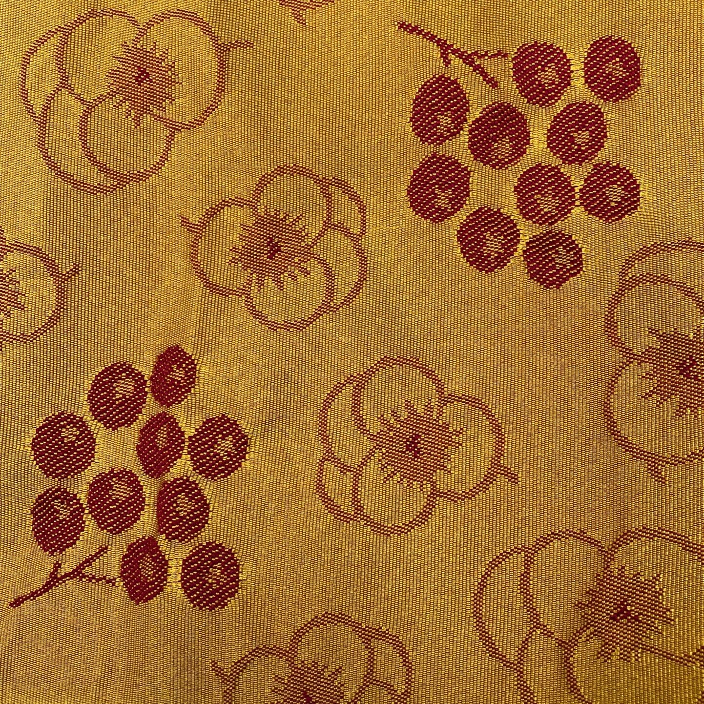 展示品 長尺半巾帯 リバーシブル 紫系の幾何学模様×金茶の花と実 帯 used