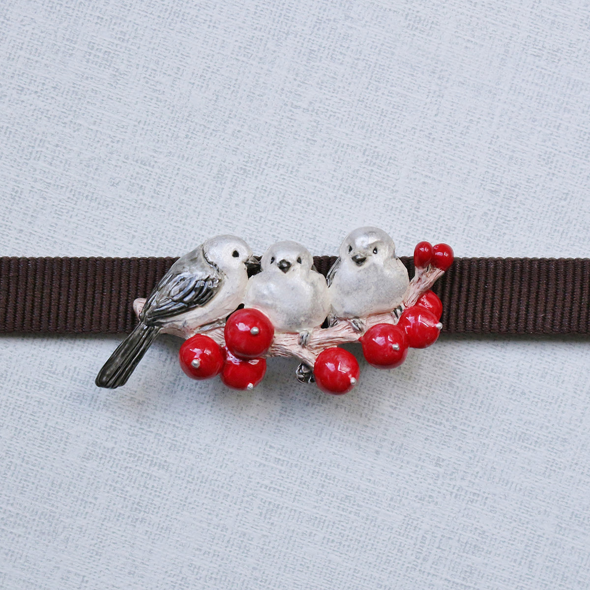 数-SUU-シマエナガの枝帯留め / 帯留め※専用豪華ボックス入り