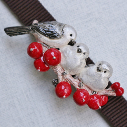 数-SUU-シマエナガの枝帯留め / 帯留め※専用豪華ボックス入り