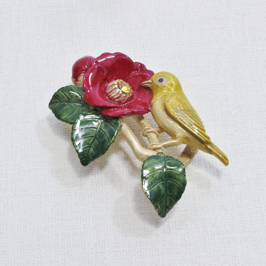 数-SUU-椿とメジロ帯留め / 帯留め※専用豪華ボックス入り