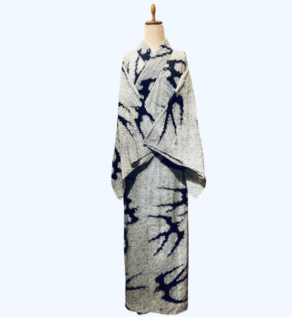 当店お仕立て  reuse 美品　有松絞り　浴衣 燕柄　※帯は参考商品 KIY2606-0002